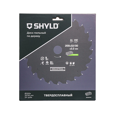 Диск пильный по дереву SHYLD твердосплавный 200х32/30 мм, 24 зуба(20170)