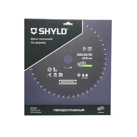 Диск пильный по дереву SHYLD твердосплавный 250х32/30 мм, 48 зубьев(20240)