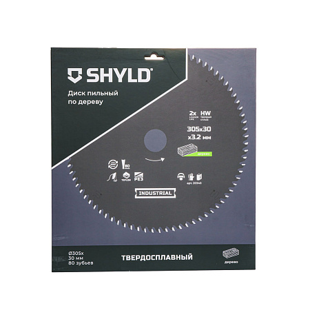Диск пильный по дереву SHYLD твердосплавный 305х30 мм, 80 зубьев(20340)