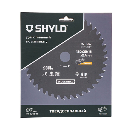 Диск пильный по ламинату SHYLD твердосплавный 180х20/16 мм, 40 зубьев(20490)
