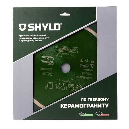 Круг алмазный SHYLD сплошной по твердому керамограниту и природному камню 300х32 мм (30360)