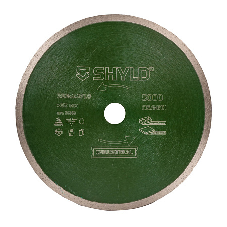 Круг алмазный SHYLD сплошной по твердому керамограниту и природному камню 300х32 мм (30360)