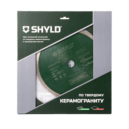 Круг алмазный SHYLD сплошной по твердому керамограниту и природному камню 250х25,4 мм (30350)