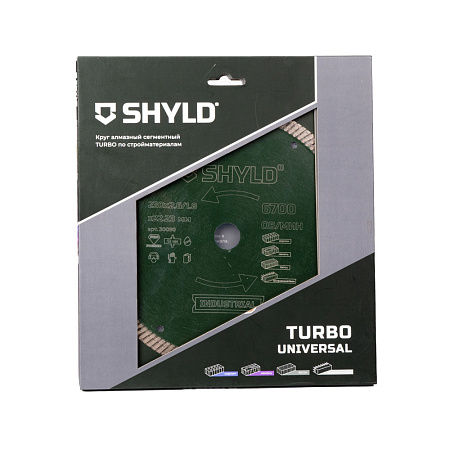 Круг алмазный SHYLD сегментный универсальный TURBO по стройматериалам 230х22,23 мм(30090)