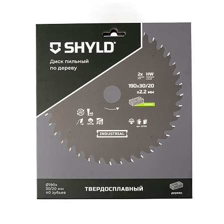 Диск пильный по дереву SHYLD твердосплавный 190х30/20 мм, 40 зубьев(20160)